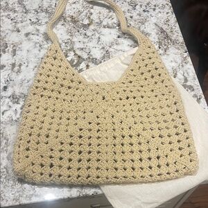 Handcrafted Beige Crochet Bag